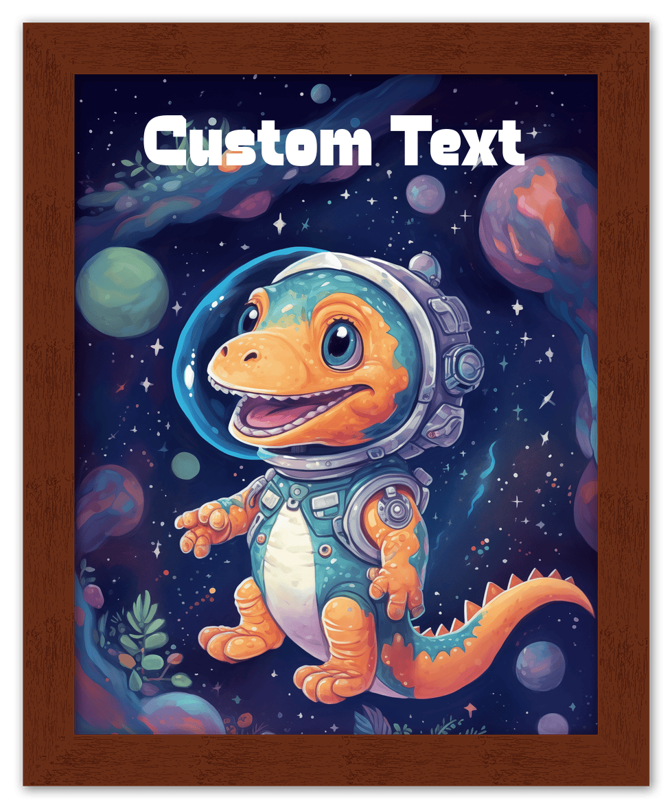 Just So Posh SpaceAni 1 Dino 1 Wall Art Decor Poster Photo Print, Ideal For Home or Office - Front View