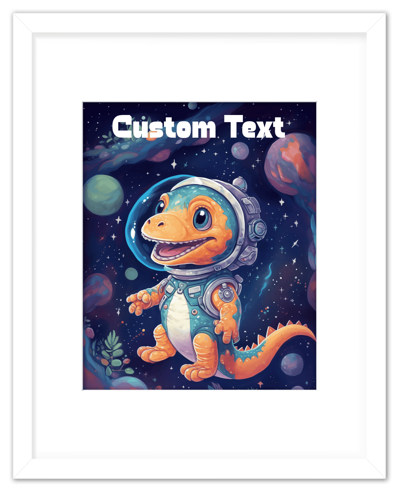 Just So Posh SpaceAni 1 Dino 1 Wall Art Decor Poster Photo Print, Ideal For Home or Office - Front View