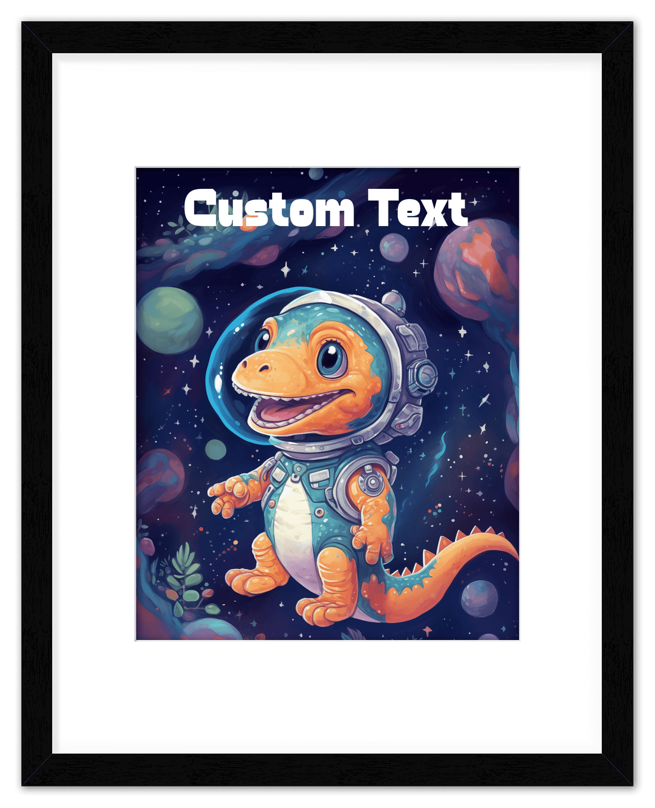 Just So Posh SpaceAni 1 Dino 1 Wall Art Decor Poster Photo Print, Ideal For Home or Office - Front View