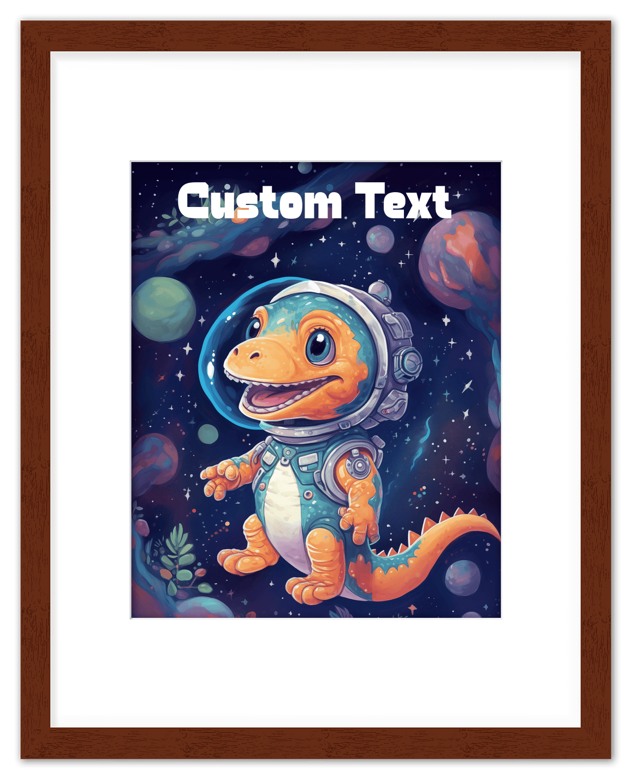 Just So Posh SpaceAni 1 Dino 1 Wall Art Decor Poster Photo Print, Ideal For Home or Office - Front View