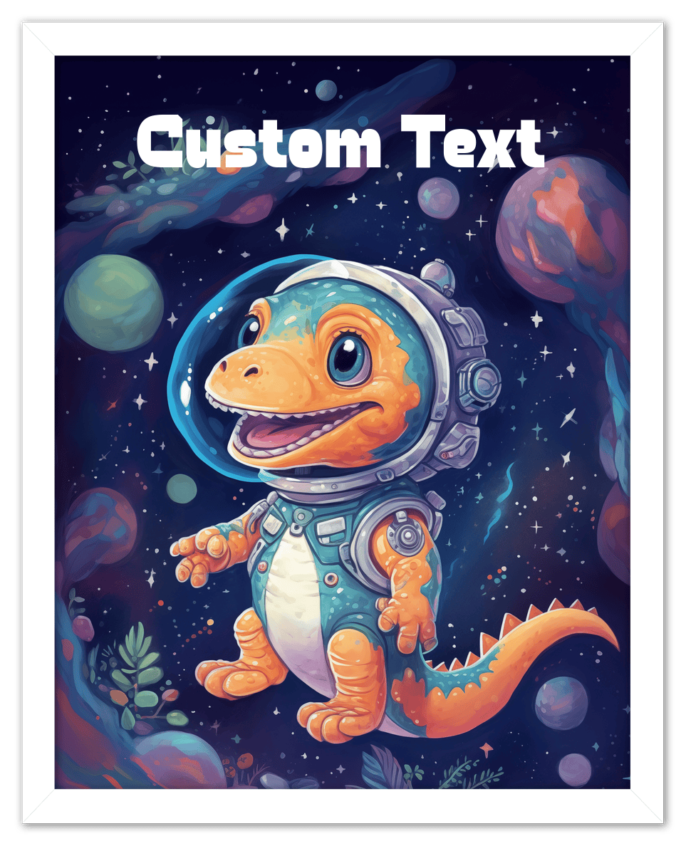 Just So Posh SpaceAni 1 Dino 1 Wall Art Decor Poster Photo Print, Ideal For Home or Office - Front View