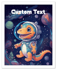 Thumbnail for Just So Posh SpaceAni 1 Dino 1 Wall Art Decor Poster Photo Print, Ideal For Home or Office - Front View