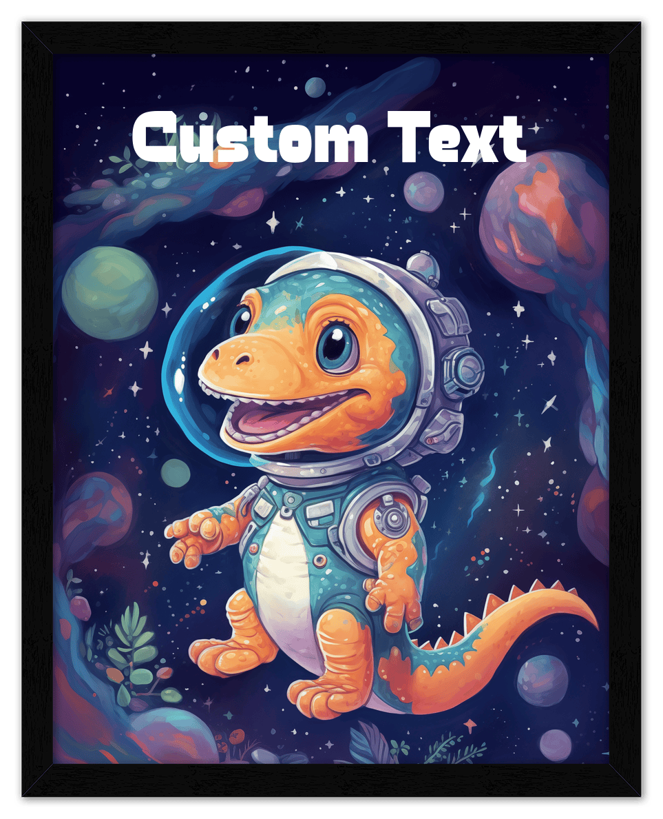 Just So Posh SpaceAni 1 Dino 1 Wall Art Decor Poster Photo Print, Ideal For Home or Office - Front View