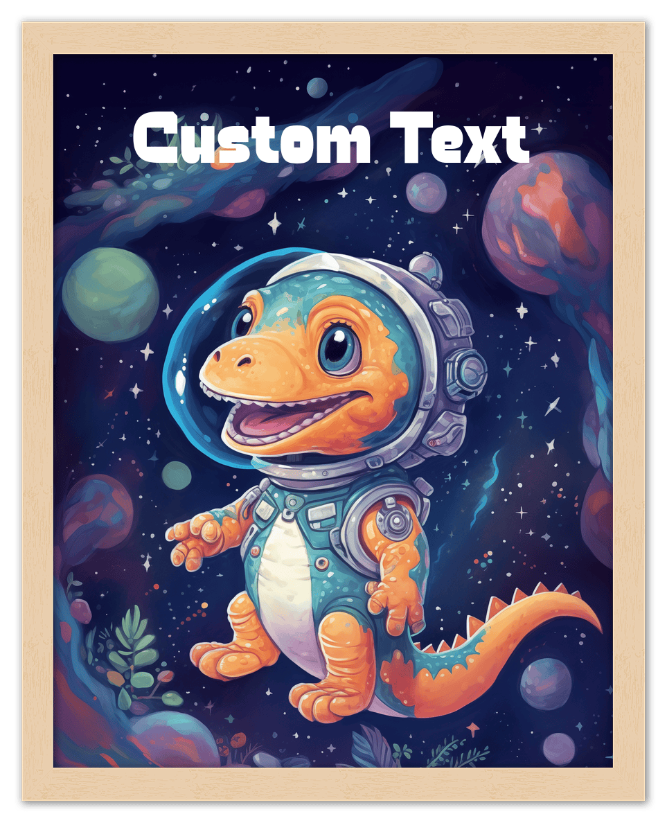 Just So Posh SpaceAni 1 Dino 1 Wall Art Decor Poster Photo Print, Ideal For Home or Office - Front View