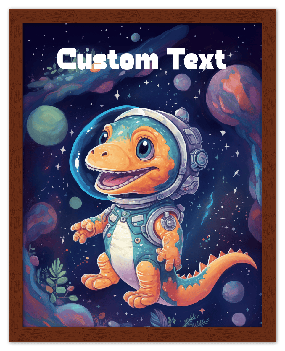 Just So Posh SpaceAni 1 Dino 1 Wall Art Decor Poster Photo Print, Ideal For Home or Office - Front View