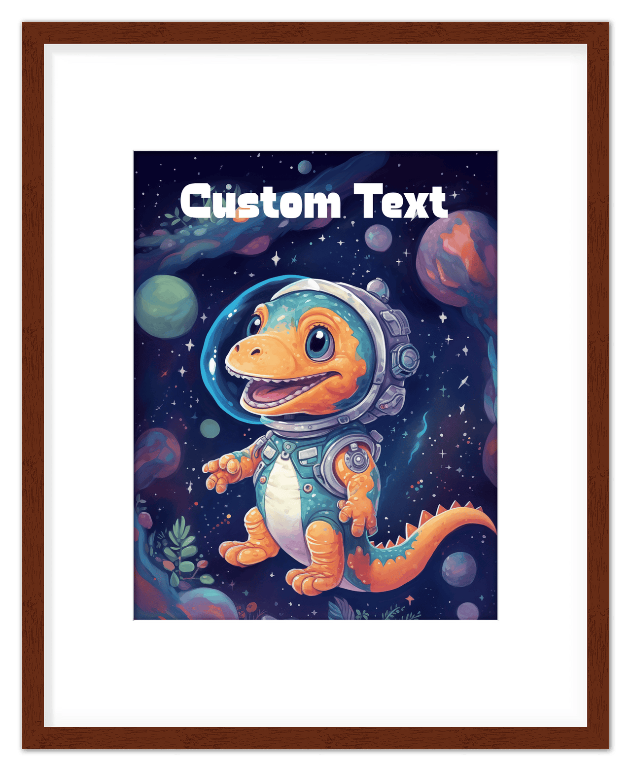 Just So Posh SpaceAni 1 Dino 1 Wall Art Decor Poster Photo Print, Ideal For Home or Office - Front View