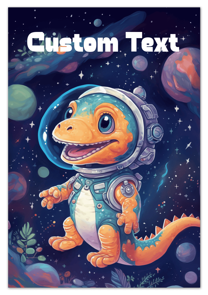 Just So Posh SpaceAni 1 Dino 1 Wall Art Decor Poster Photo Print, Ideal For Home or Office - Front View