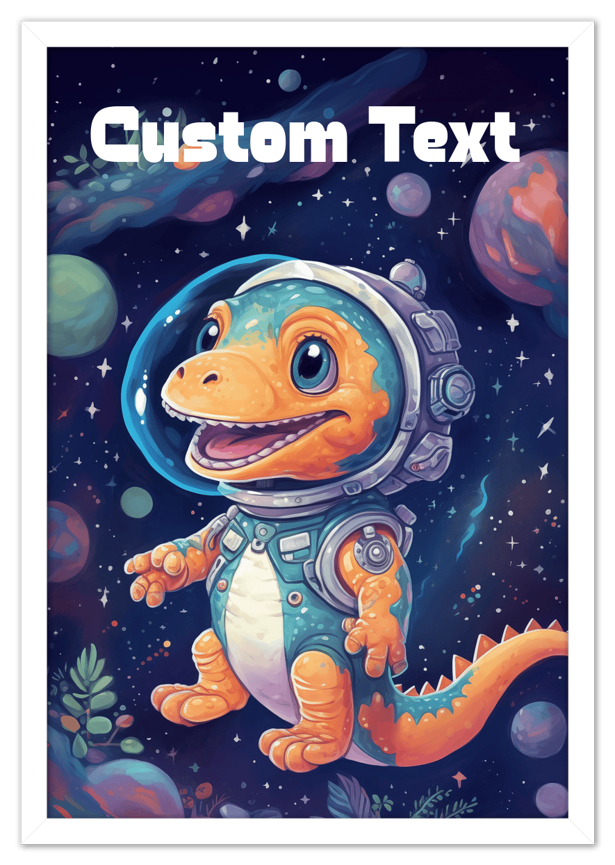 Just So Posh SpaceAni 1 Dino 1 Wall Art Decor Poster Photo Print, Ideal For Home or Office - Front View