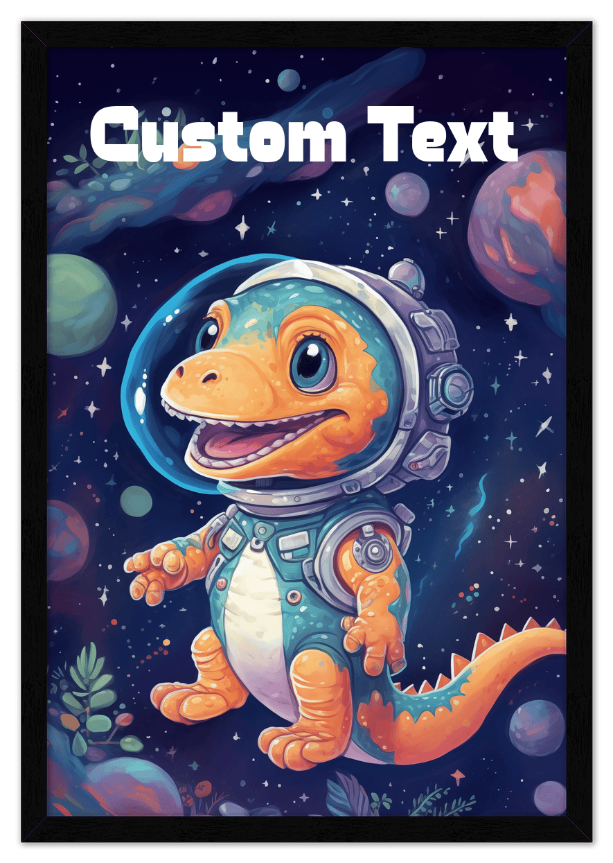 Just So Posh SpaceAni 1 Dino 1 Wall Art Decor Poster Photo Print, Ideal For Home or Office - Front View