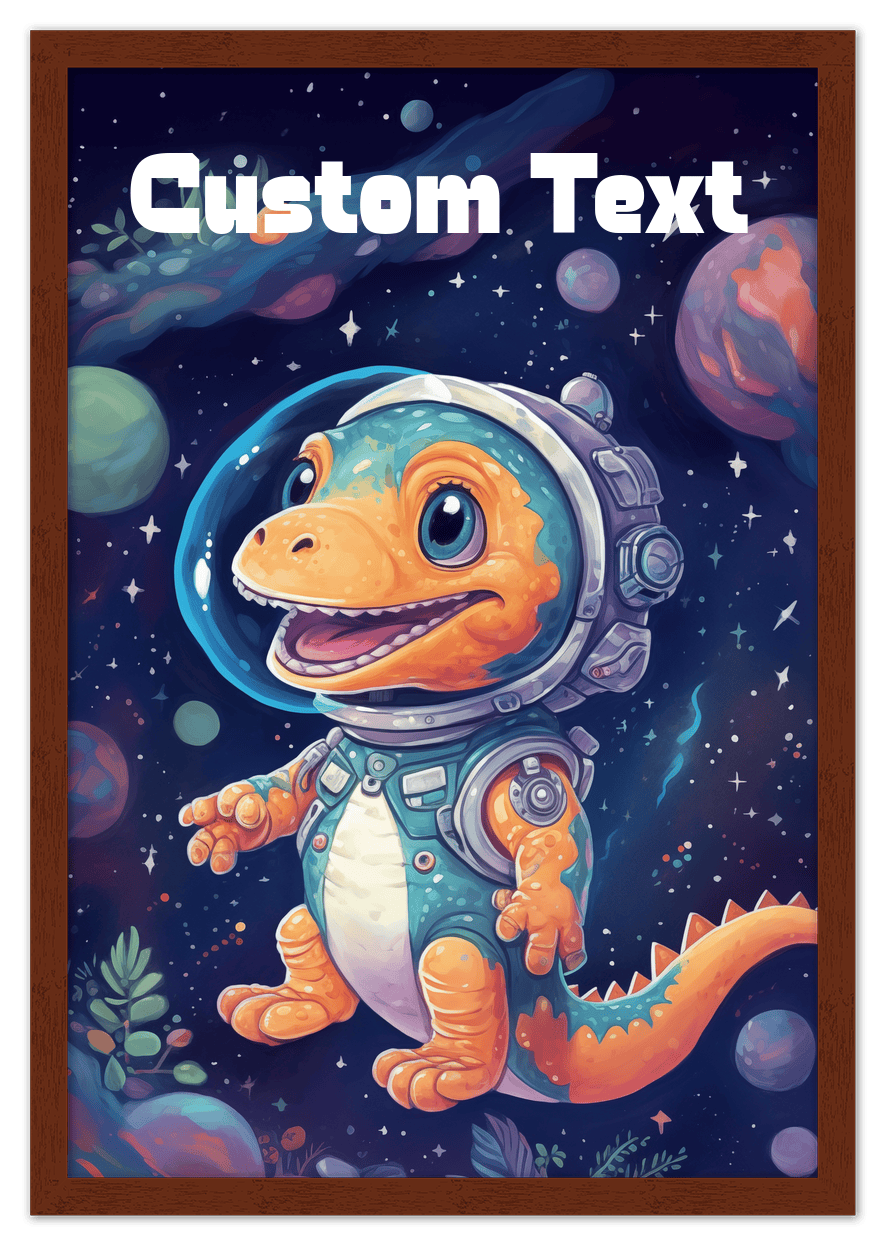 Just So Posh SpaceAni 1 Dino 1 Wall Art Decor Poster Photo Print, Ideal For Home or Office - Front View