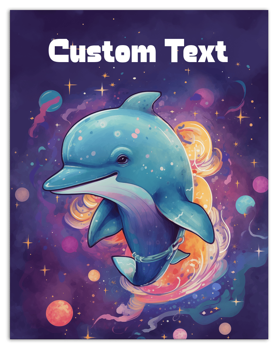 Just So Posh SpaceAni 1 Dolphin 1 Wall Art Decor Poster Photo Print, Ideal For Home or Office - Front View