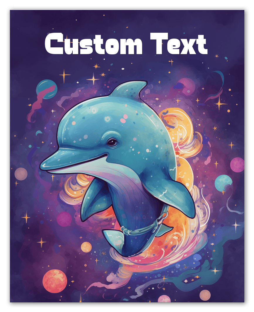 Just So Posh SpaceAni 1 Dolphin 1 Wall Art Decor Poster Photo Print, Ideal For Home or Office - Front View