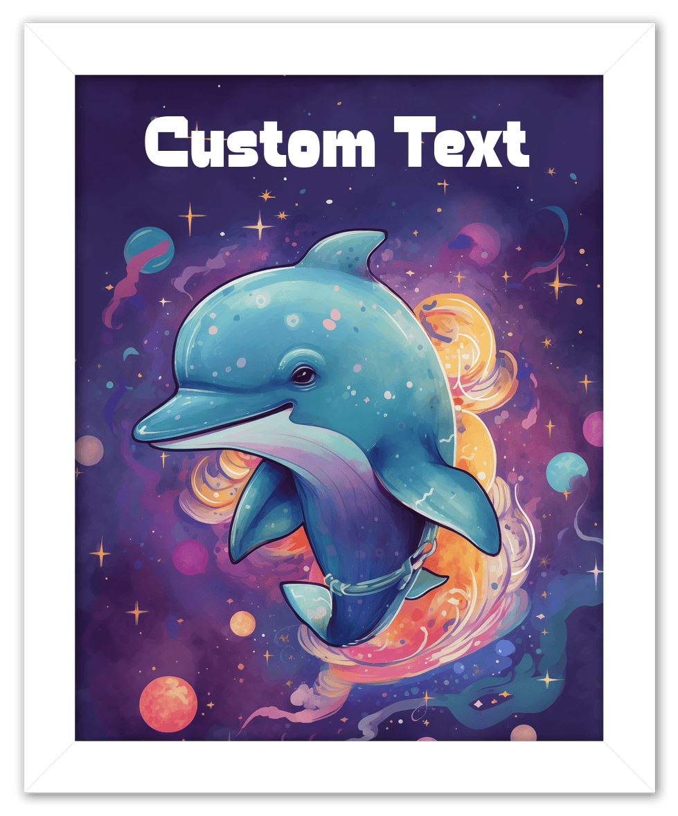 Just So Posh SpaceAni 1 Dolphin 1 Wall Art Decor Poster Photo Print, Ideal For Home or Office - Front View