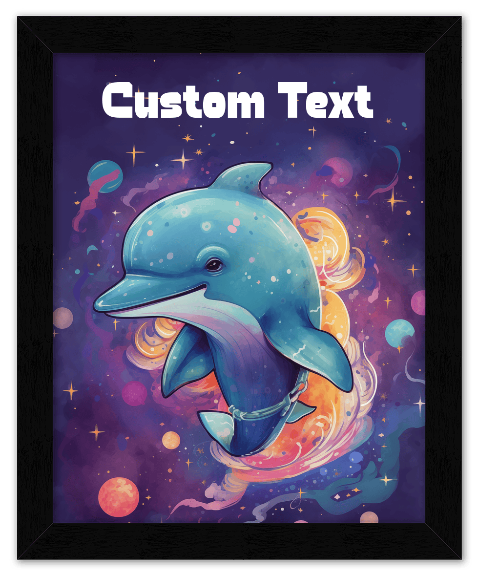 Just So Posh SpaceAni 1 Dolphin 1 Wall Art Decor Poster Photo Print, Ideal For Home or Office - Front View