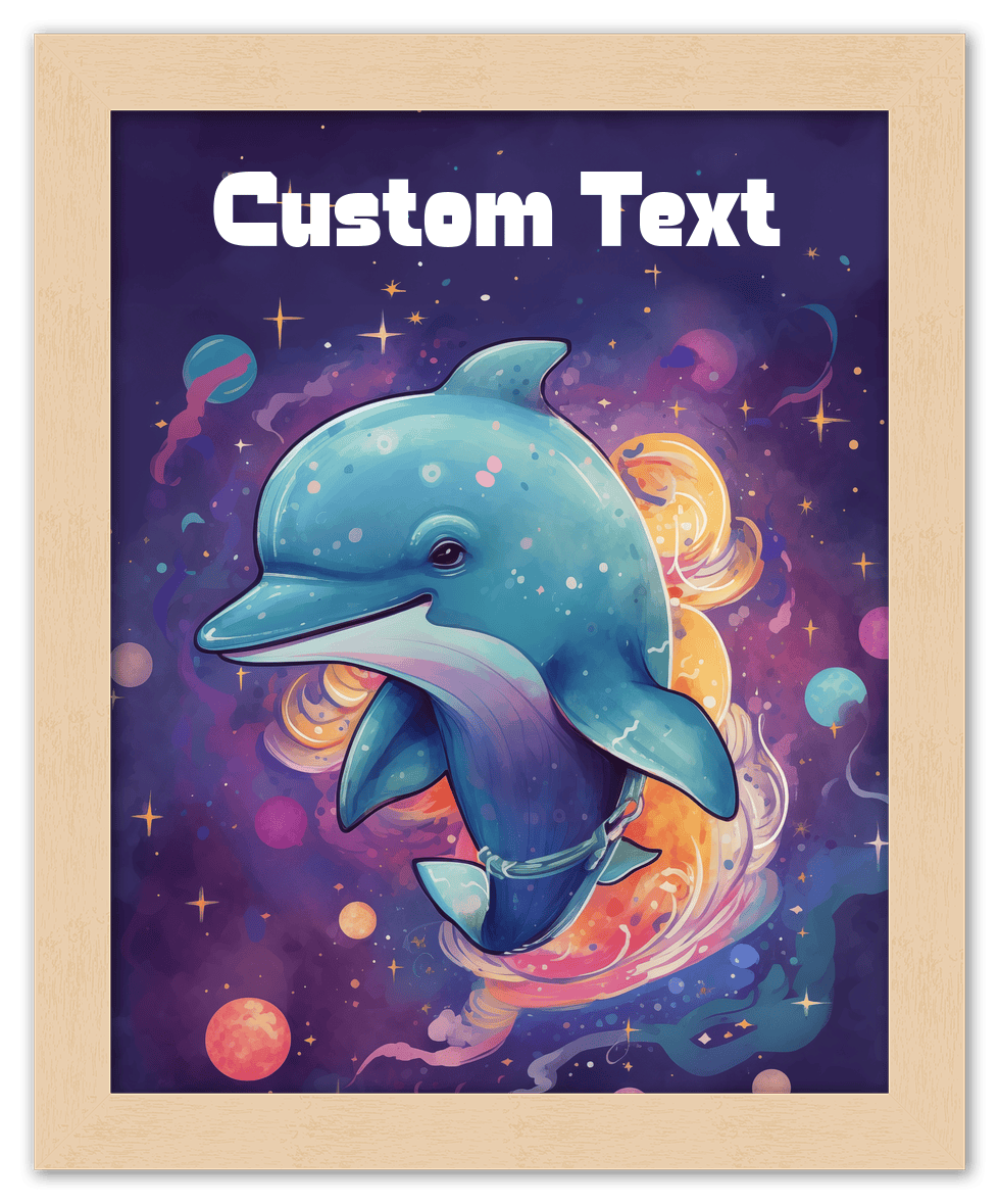 Just So Posh SpaceAni 1 Dolphin 1 Wall Art Decor Poster Photo Print, Ideal For Home or Office - Front View