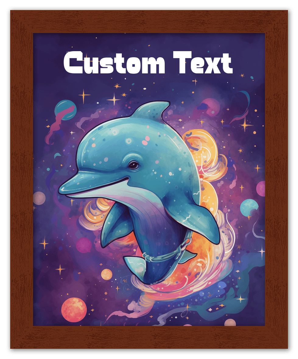 Just So Posh SpaceAni 1 Dolphin 1 Wall Art Decor Poster Photo Print, Ideal For Home or Office - Front View