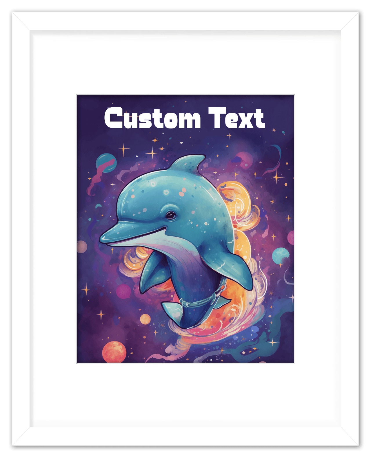 Just So Posh SpaceAni 1 Dolphin 1 Wall Art Decor Poster Photo Print, Ideal For Home or Office - Front View