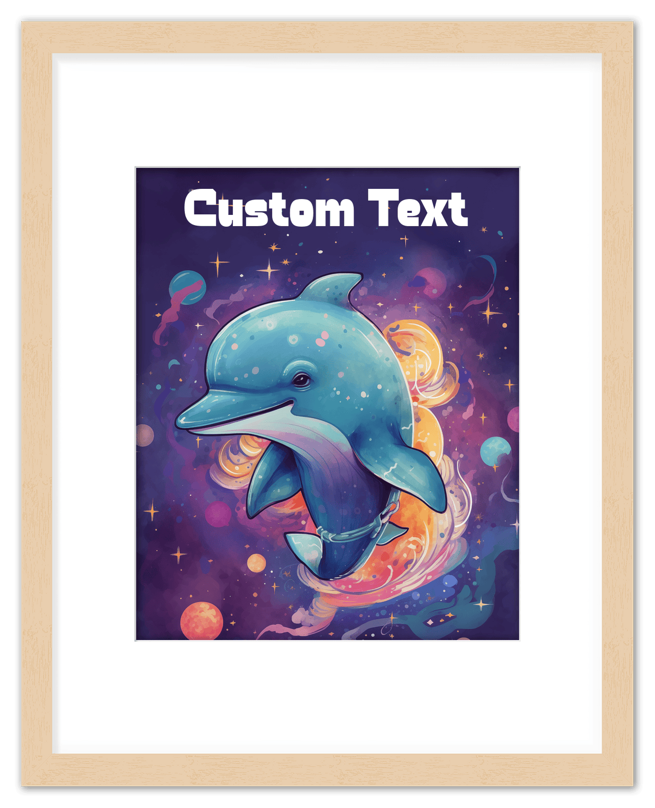 Just So Posh SpaceAni 1 Dolphin 1 Wall Art Decor Poster Photo Print, Ideal For Home or Office - Front View