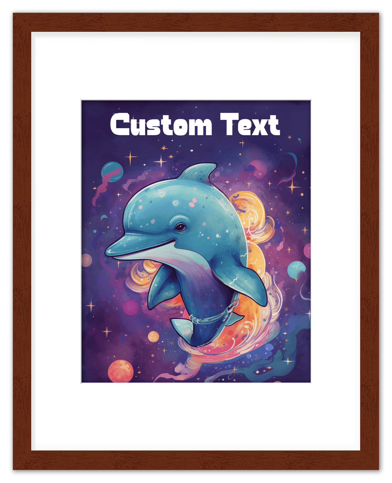 Just So Posh SpaceAni 1 Dolphin 1 Wall Art Decor Poster Photo Print, Ideal For Home or Office - Front View