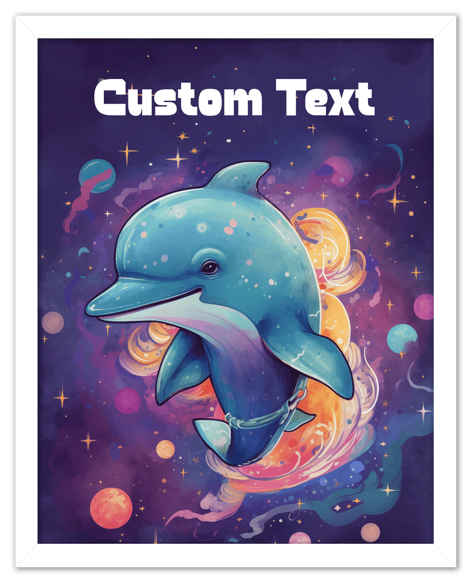 Just So Posh SpaceAni 1 Dolphin 1 Wall Art Decor Poster Photo Print, Ideal For Home or Office - Front View