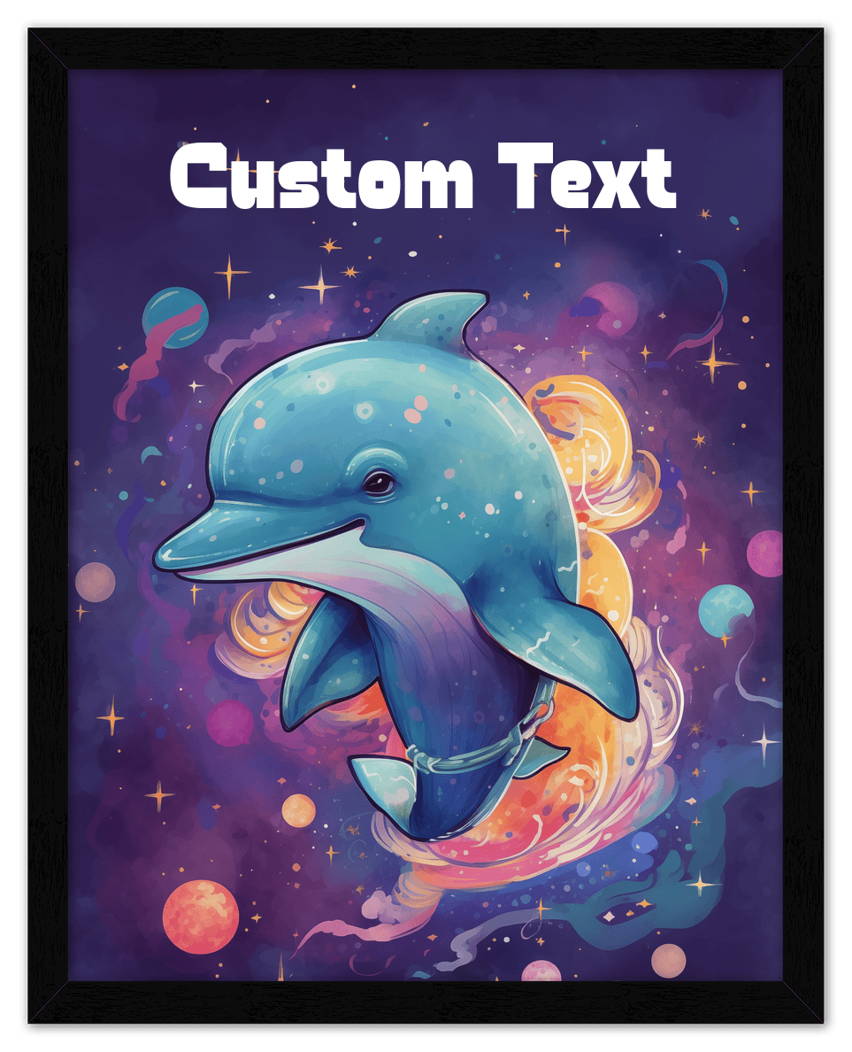 Just So Posh SpaceAni 1 Dolphin 1 Wall Art Decor Poster Photo Print, Ideal For Home or Office - Front View