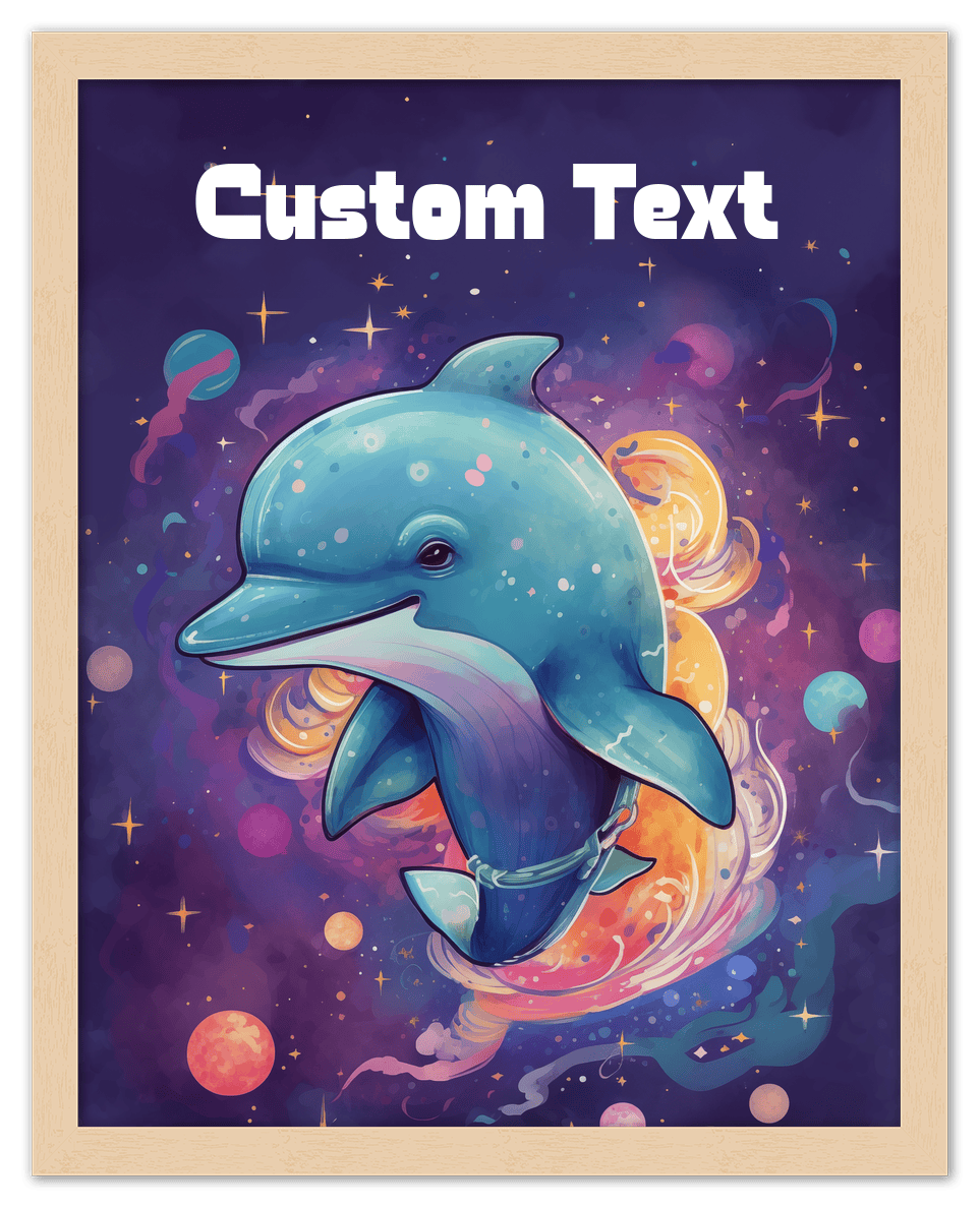 Just So Posh SpaceAni 1 Dolphin 1 Wall Art Decor Poster Photo Print, Ideal For Home or Office - Front View