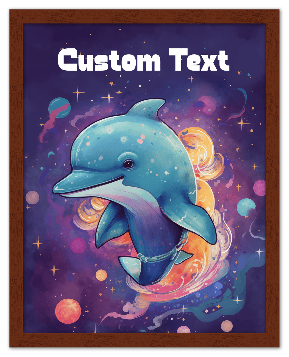 Just So Posh SpaceAni 1 Dolphin 1 Wall Art Decor Poster Photo Print, Ideal For Home or Office - Front View