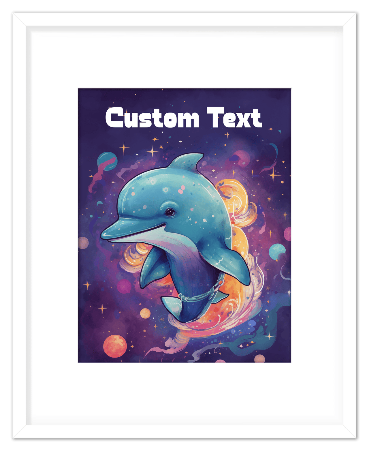 Just So Posh SpaceAni 1 Dolphin 1 Wall Art Decor Poster Photo Print, Ideal For Home or Office - Front View