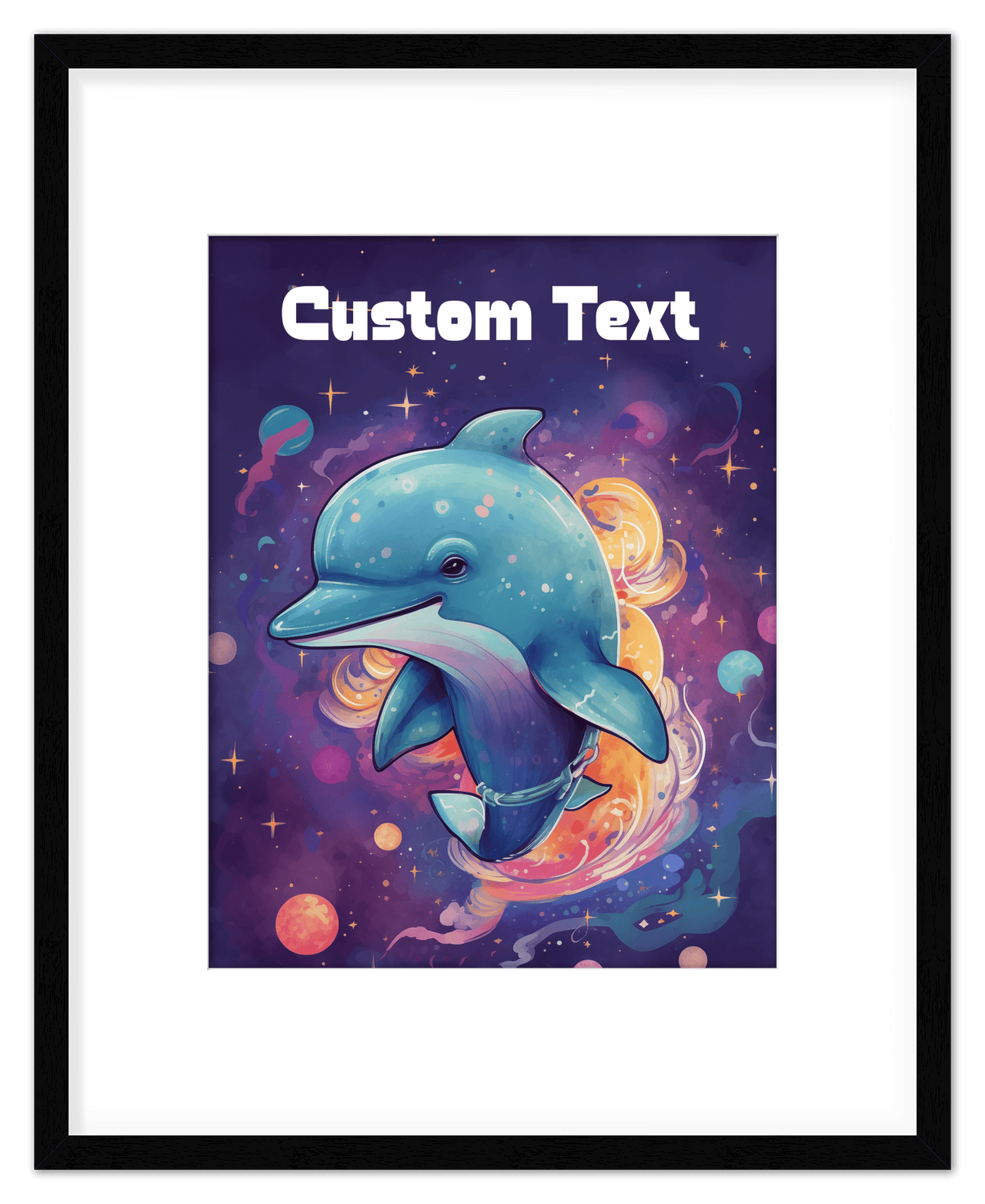 Just So Posh SpaceAni 1 Dolphin 1 Wall Art Decor Poster Photo Print, Ideal For Home or Office - Front View