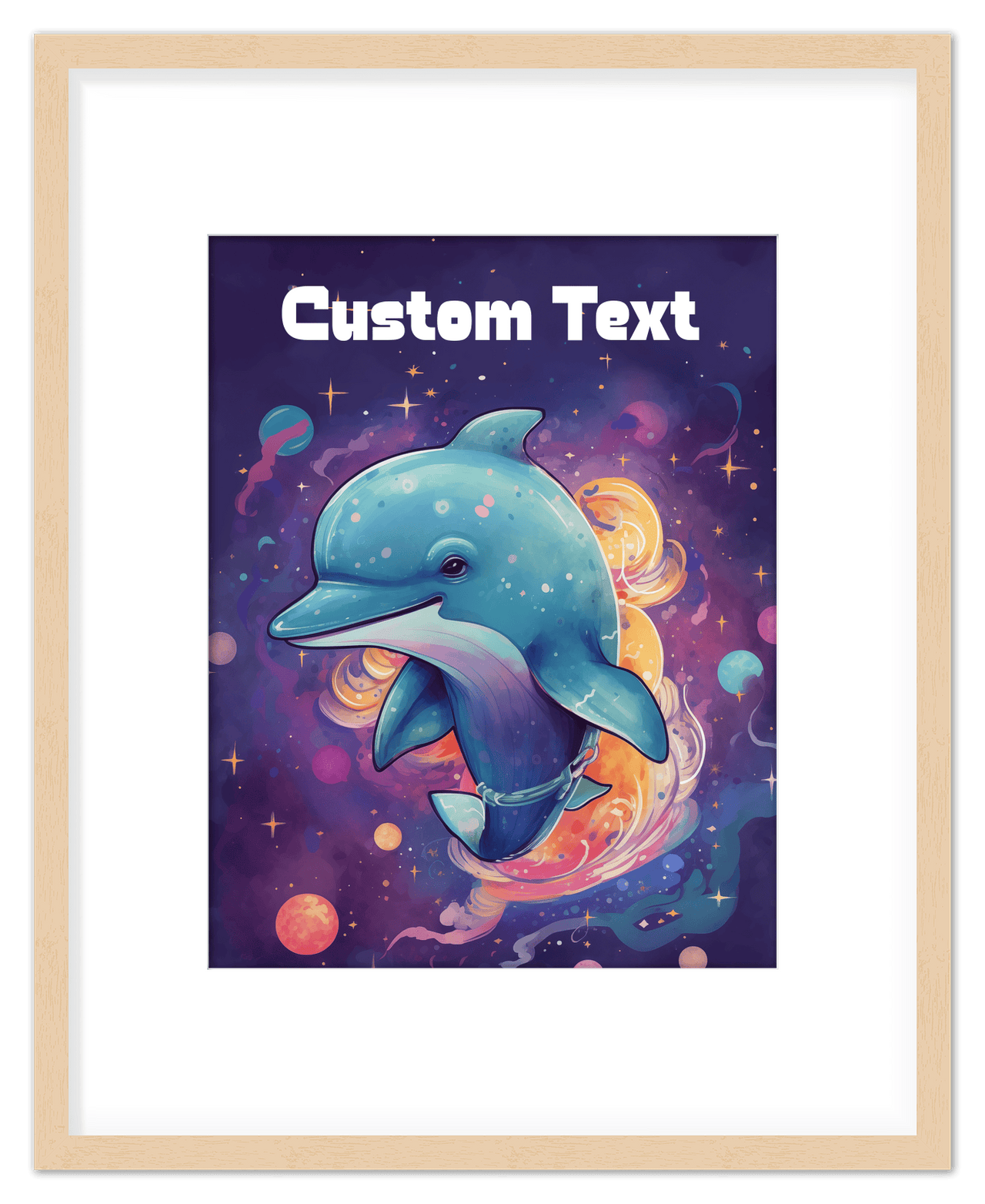 Just So Posh SpaceAni 1 Dolphin 1 Wall Art Decor Poster Photo Print, Ideal For Home or Office - Front View