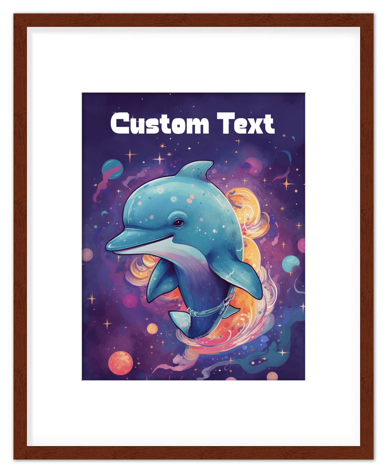 Just So Posh SpaceAni 1 Dolphin 1 Wall Art Decor Poster Photo Print, Ideal For Home or Office - Front View