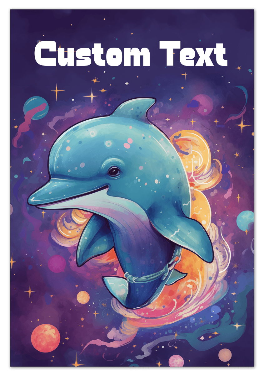 Just So Posh SpaceAni 1 Dolphin 1 Wall Art Decor Poster Photo Print, Ideal For Home or Office - Front View