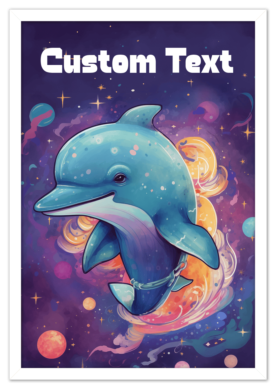 Just So Posh SpaceAni 1 Dolphin 1 Wall Art Decor Poster Photo Print, Ideal For Home or Office - Front View