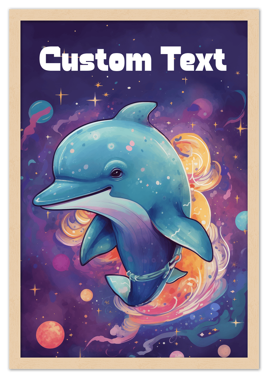 Just So Posh SpaceAni 1 Dolphin 1 Wall Art Decor Poster Photo Print, Ideal For Home or Office - Front View