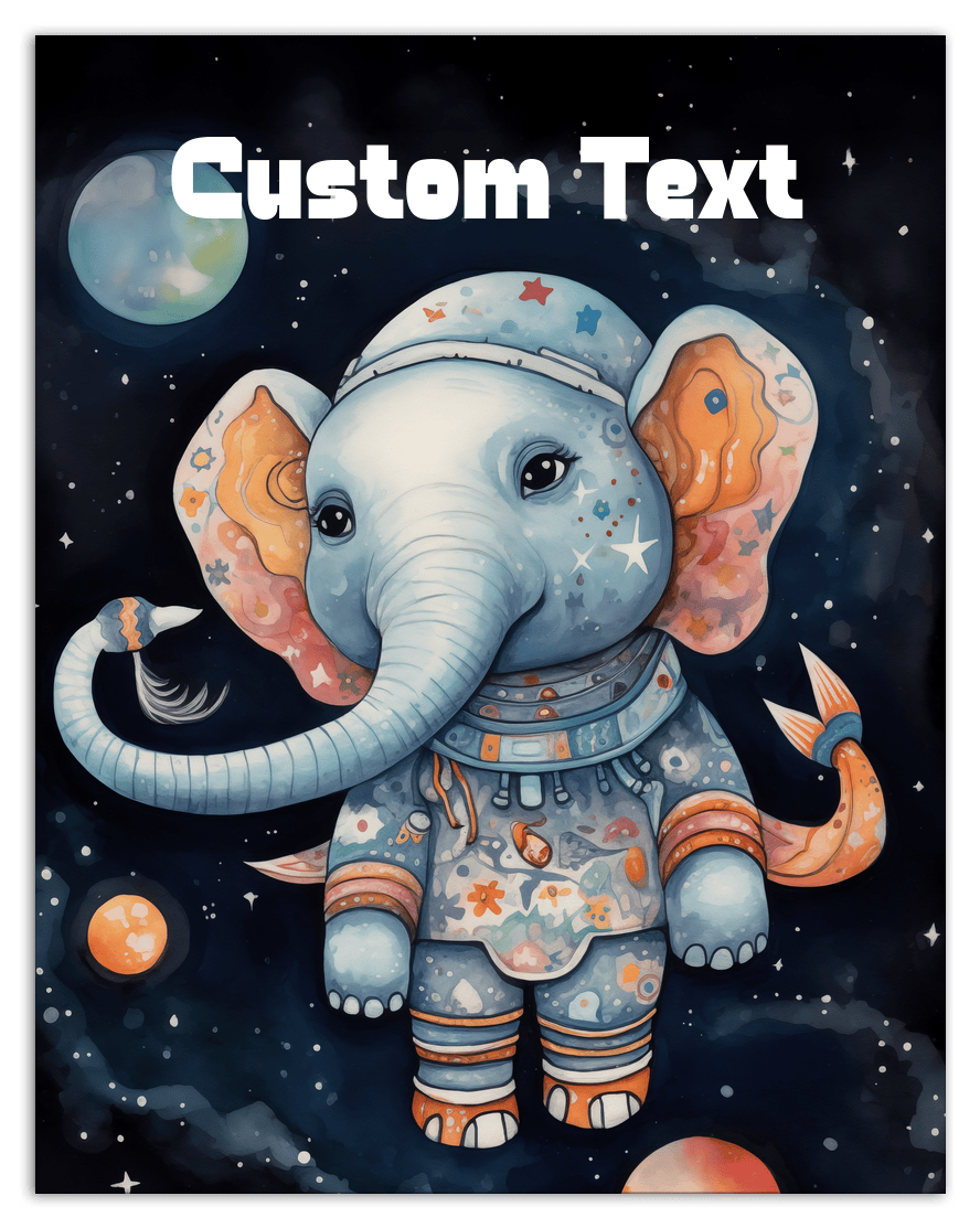 Just So Posh SpaceAni 1 Elep 1 Wall Art Decor Poster Photo Print, Ideal For Home or Office - Front View