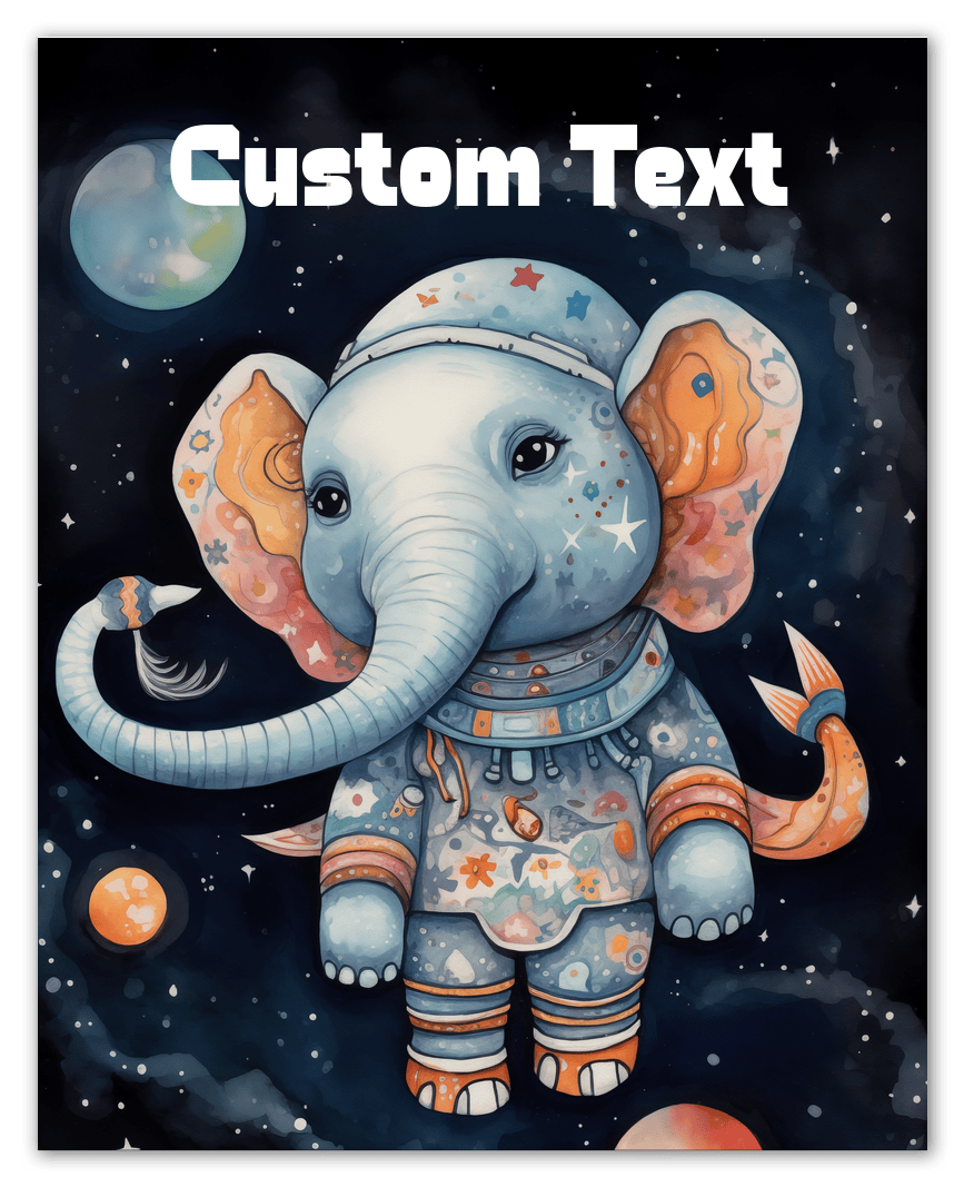 Just So Posh SpaceAni 1 Elep 1 Wall Art Decor Poster Photo Print, Ideal For Home or Office - Front View