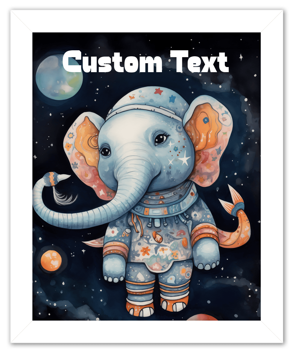 Just So Posh SpaceAni 1 Elep 1 Wall Art Decor Poster Photo Print, Ideal For Home or Office - Front View