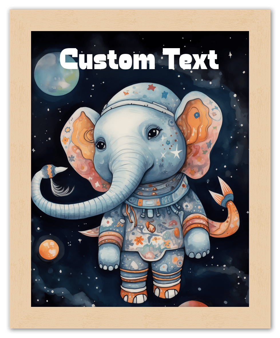 Just So Posh SpaceAni 1 Elep 1 Wall Art Decor Poster Photo Print, Ideal For Home or Office - Front View