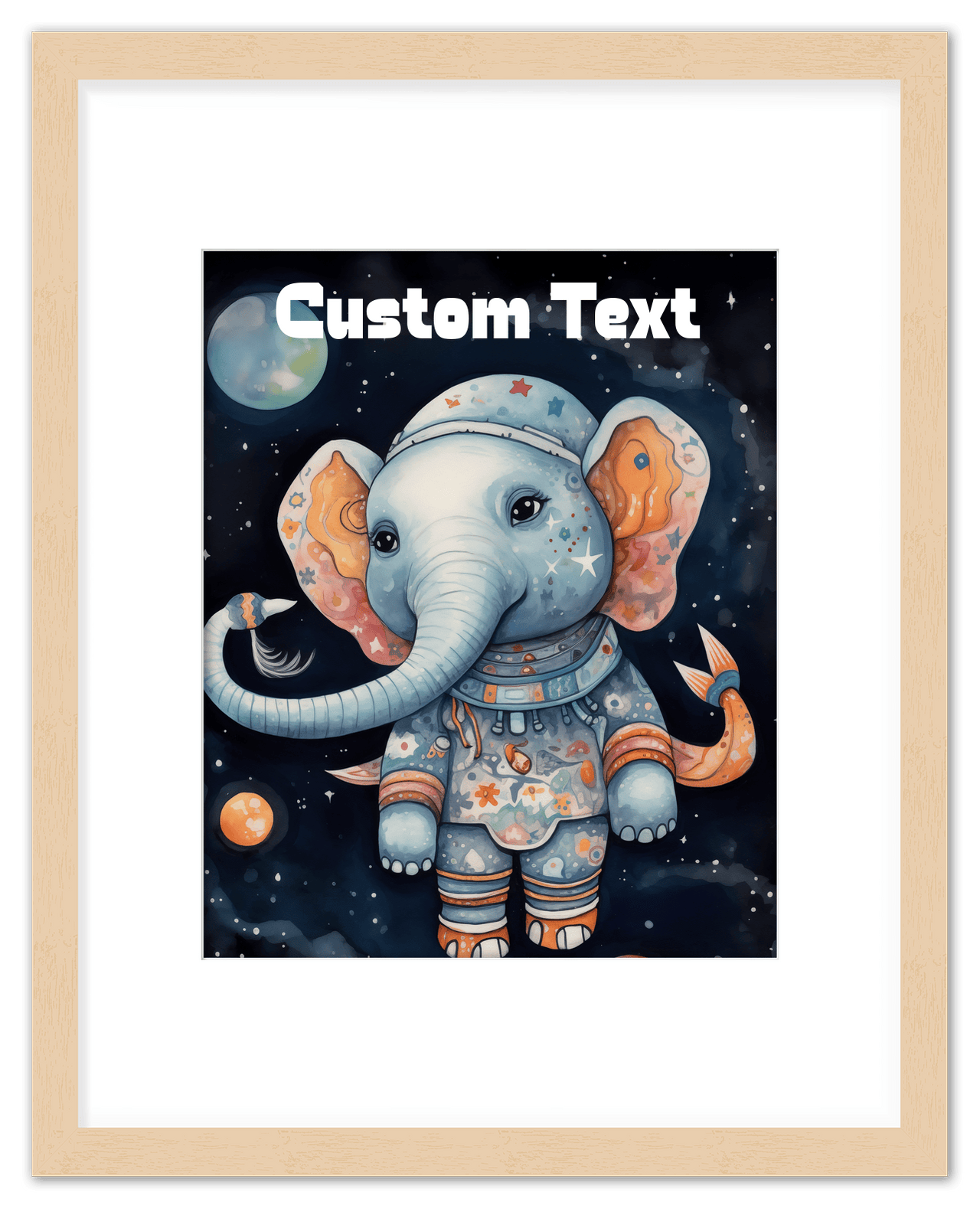 Just So Posh SpaceAni 1 Elep 1 Wall Art Decor Poster Photo Print, Ideal For Home or Office - Front View