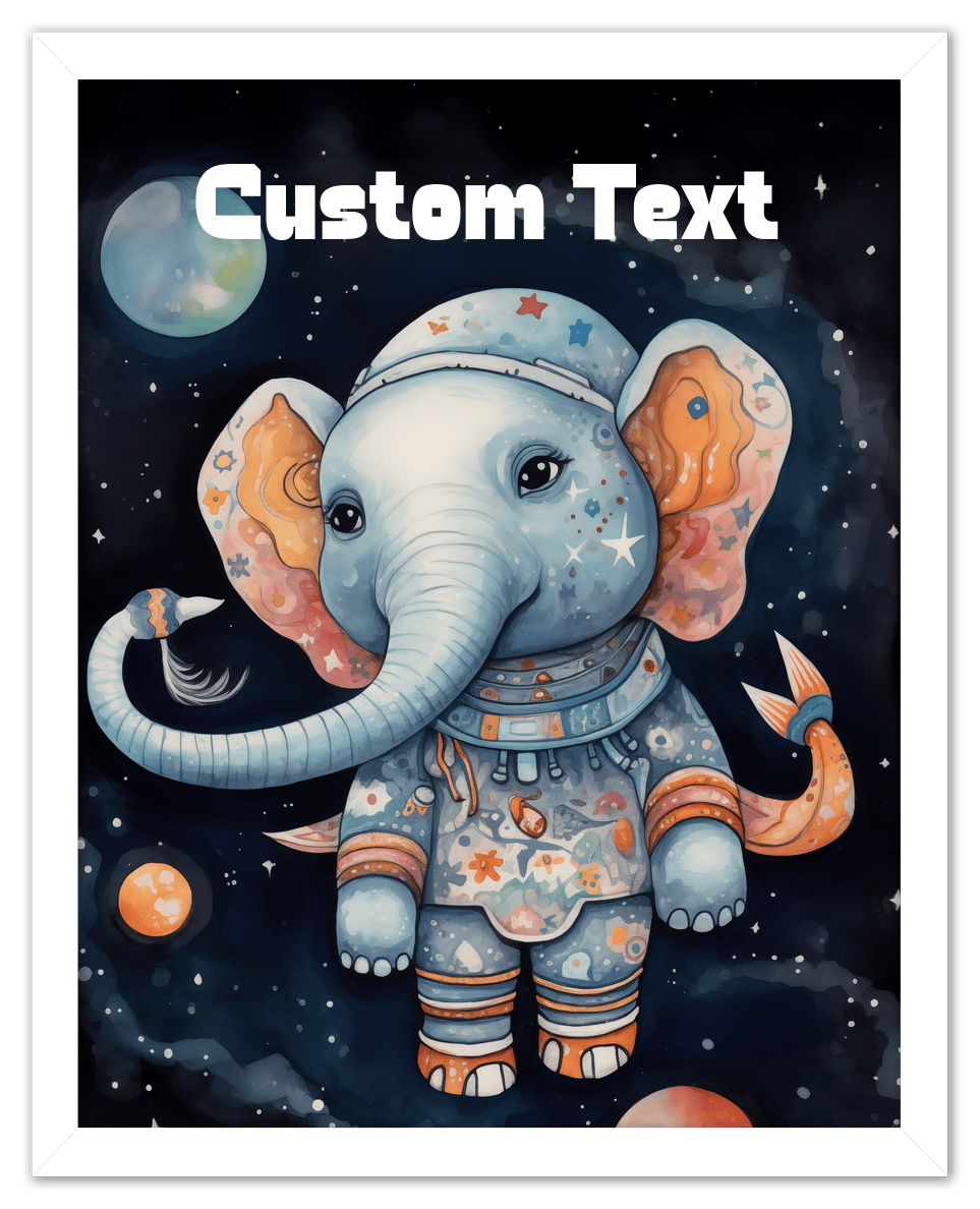 Just So Posh SpaceAni 1 Elep 1 Wall Art Decor Poster Photo Print, Ideal For Home or Office - Front View