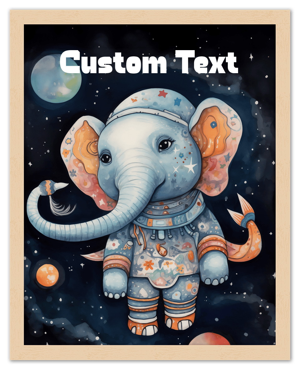 Just So Posh SpaceAni 1 Elep 1 Wall Art Decor Poster Photo Print, Ideal For Home or Office - Front View