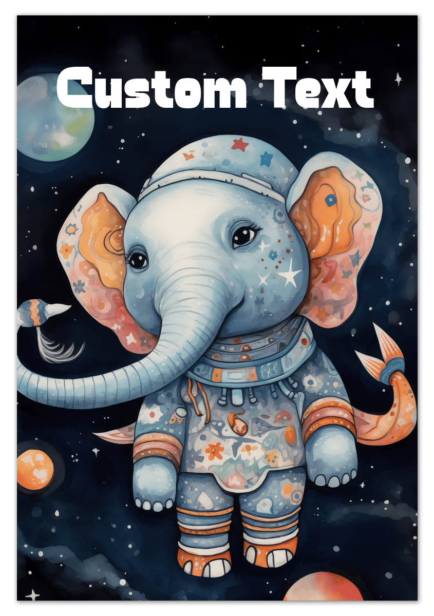 Just So Posh SpaceAni 1 Elep 1 Wall Art Decor Poster Photo Print, Ideal For Home or Office - Front View