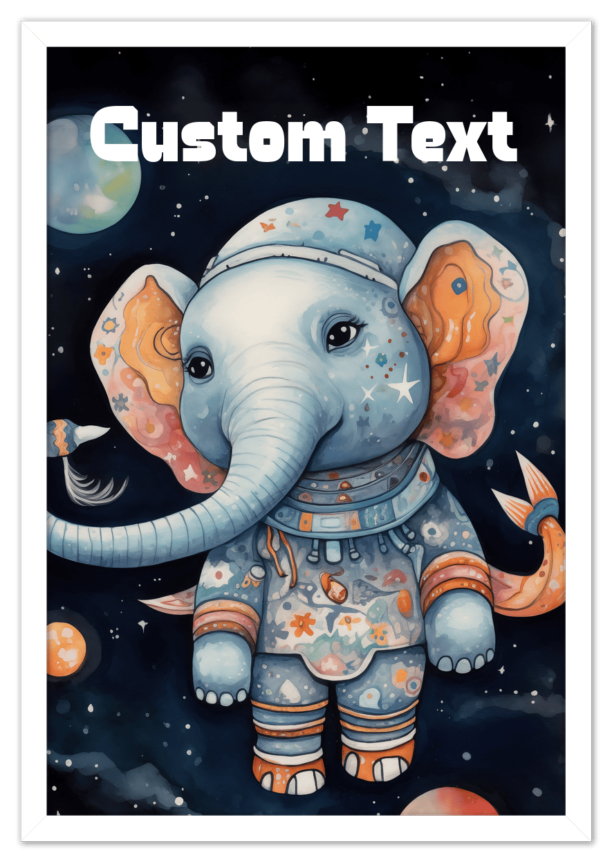 Just So Posh SpaceAni 1 Elep 1 Wall Art Decor Poster Photo Print, Ideal For Home or Office - Front View