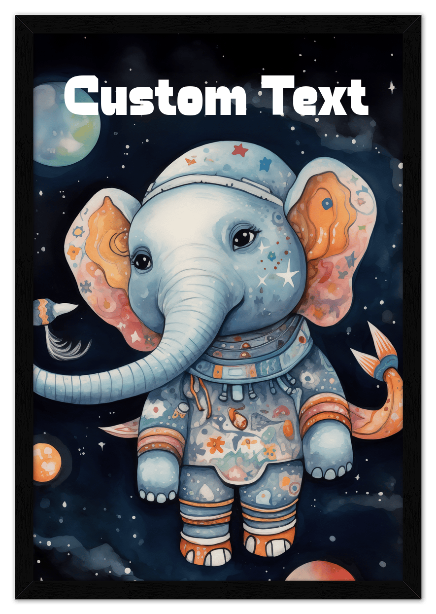 Just So Posh SpaceAni 1 Elep 1 Wall Art Decor Poster Photo Print, Ideal For Home or Office - Front View