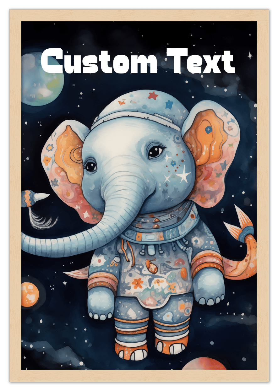 Just So Posh SpaceAni 1 Elep 1 Wall Art Decor Poster Photo Print, Ideal For Home or Office - Front View