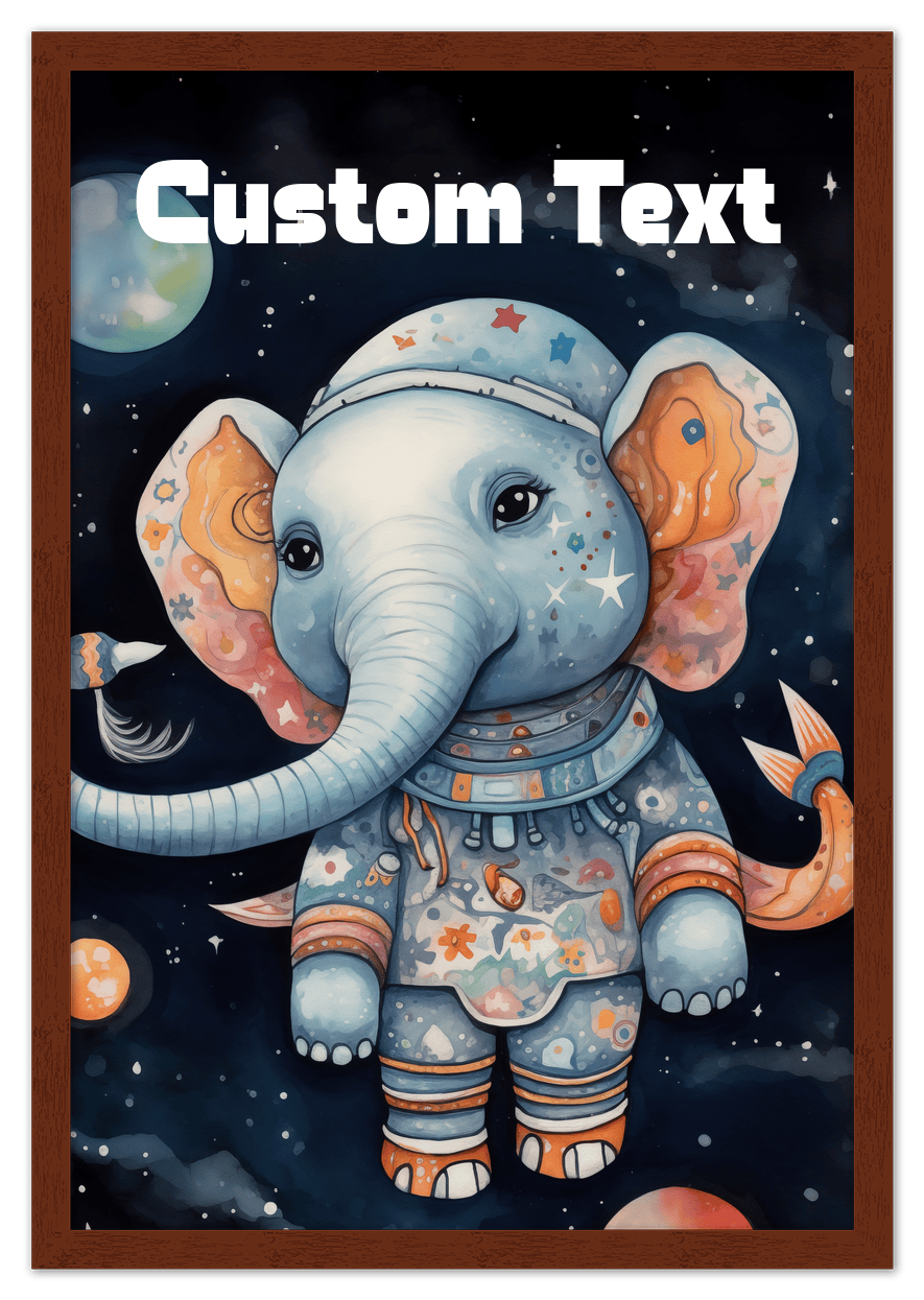 Just So Posh SpaceAni 1 Elep 1 Wall Art Decor Poster Photo Print, Ideal For Home or Office - Front View