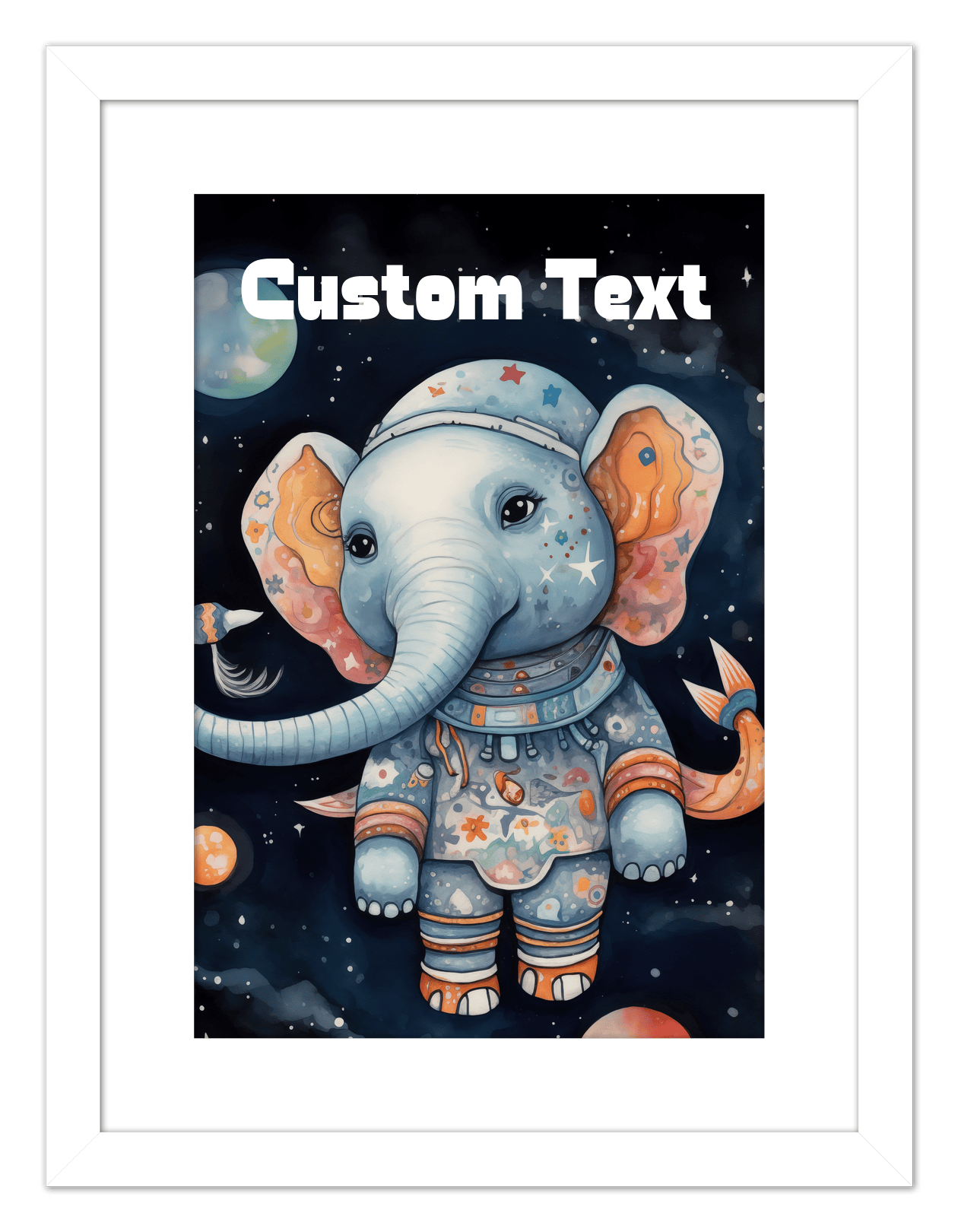 Just So Posh SpaceAni 1 Elep 1 Wall Art Decor Poster Photo Print, Ideal For Home or Office - Front View