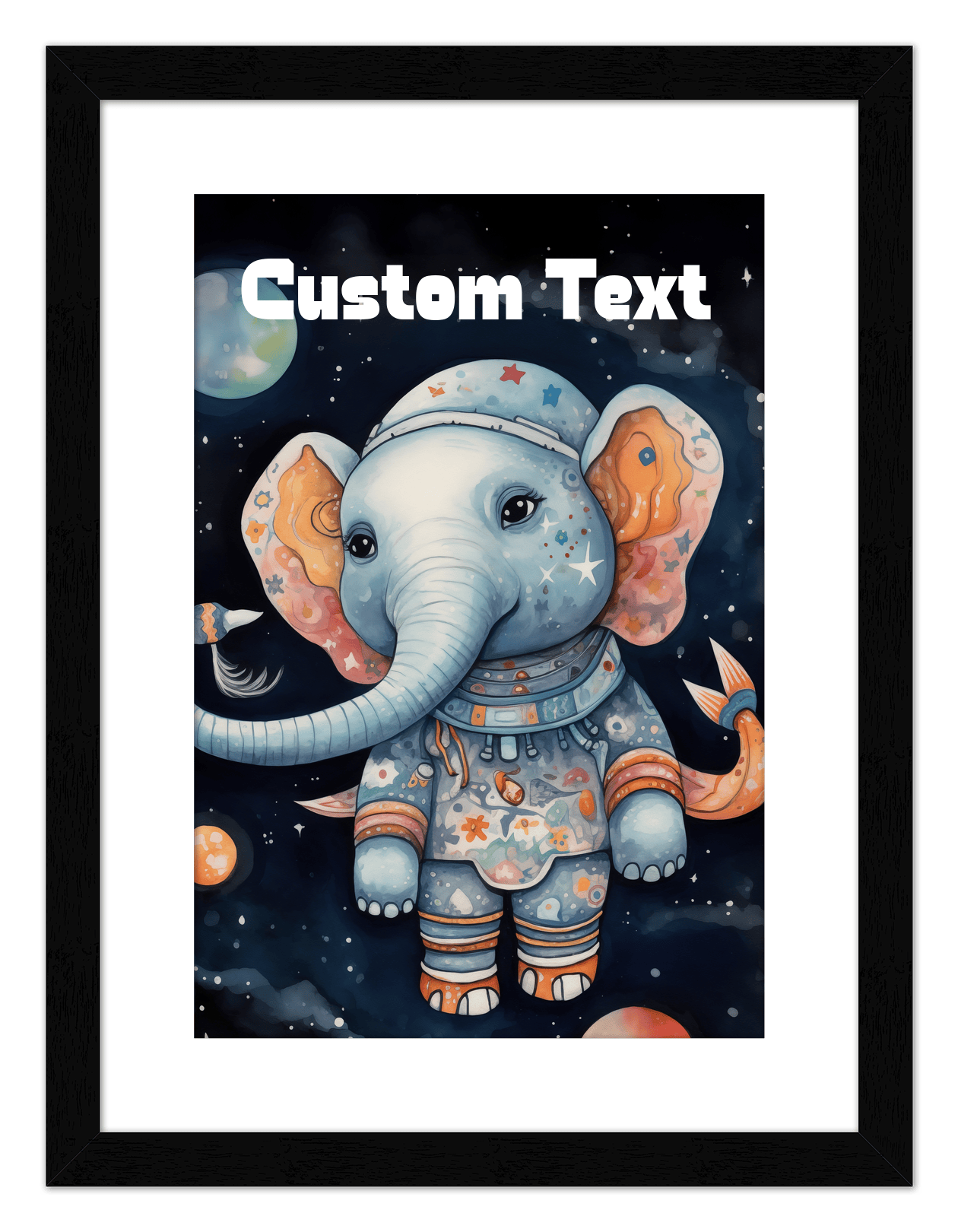 Just So Posh SpaceAni 1 Elep 1 Wall Art Decor Poster Photo Print, Ideal For Home or Office - Front View