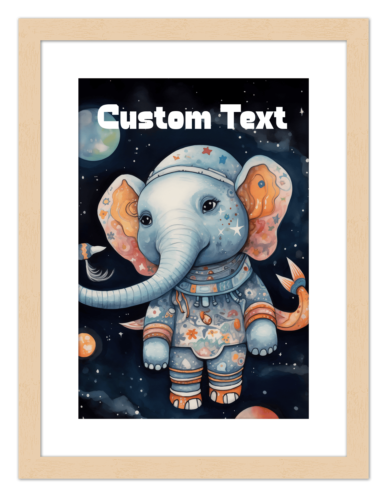 Just So Posh SpaceAni 1 Elep 1 Wall Art Decor Poster Photo Print, Ideal For Home or Office - Front View