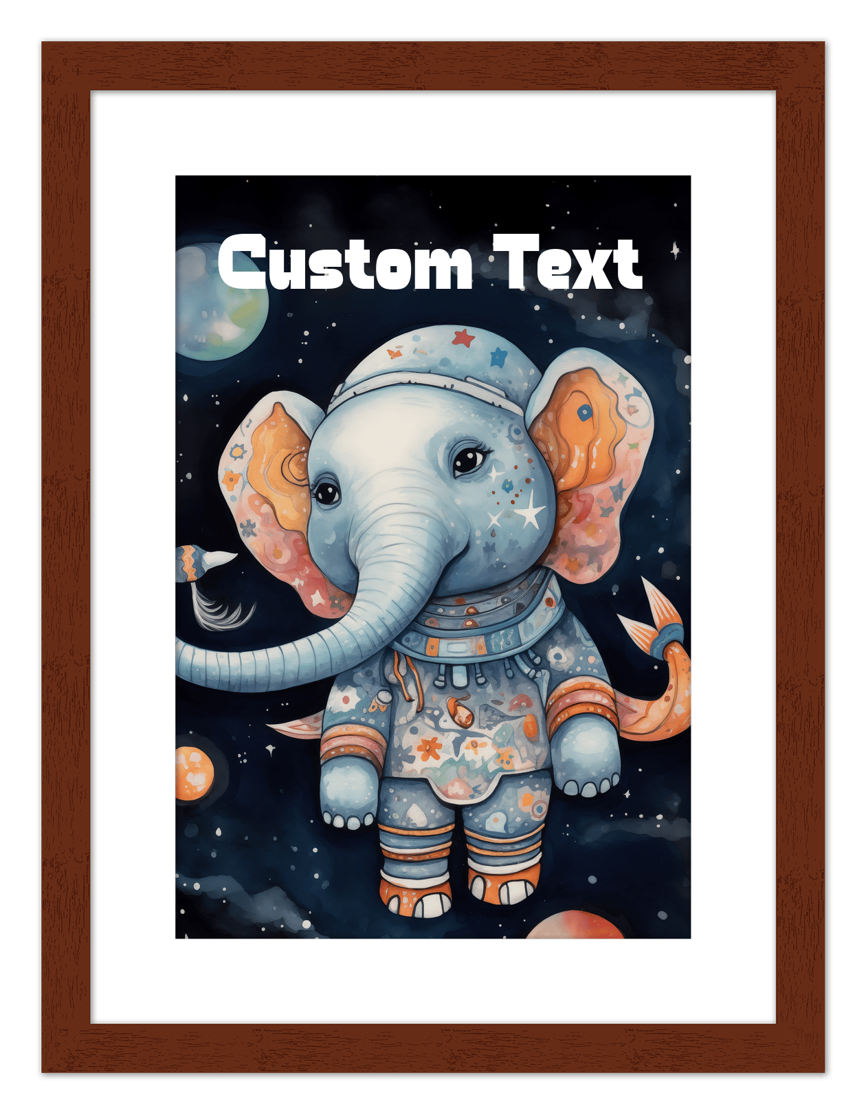 Just So Posh SpaceAni 1 Elep 1 Wall Art Decor Poster Photo Print, Ideal For Home or Office - Front View